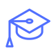 Icon of graduation hat representing dementia education and training programs