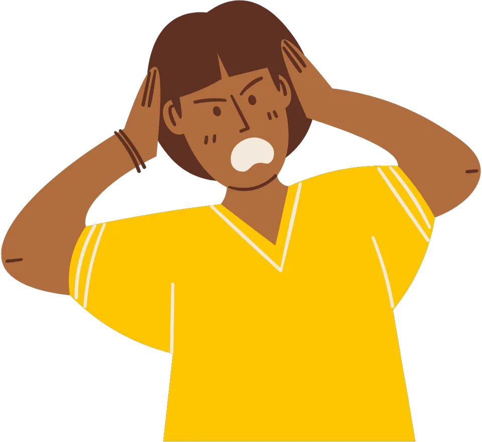 Illustration of a person expressing frustration, representing stress management for caregivers