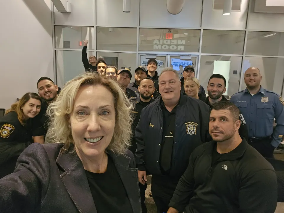 Law enforcement officers and EMTs participating in a First Responders Dementia Training session in New Jersey